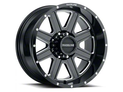Raceline Hostage Gloss Black Milled 6-Lug Wheel; 20x10; -19mm Offset (21-25 Bronco, Excluding Raptor)