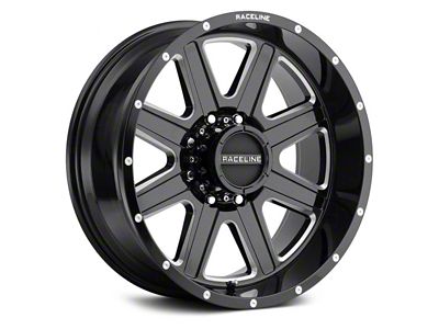 Raceline Hostage Gloss Black Milled 6-Lug Wheel; 20x9; 12mm Offset (22-25 Bronco Raptor)