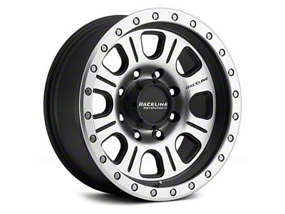 Raceline Monster Matte Black Machined 6-Lug Wheel; 17x9; -12mm Offset (21-25 Bronco, Excluding Raptor)