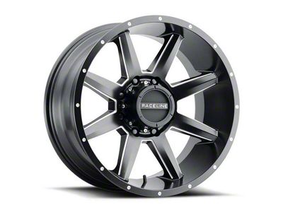Raceline Stryker Satin Black Milled 6-Lug Wheel; 22x10; -19mm Offset (22-25 Bronco Raptor)