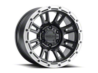 Raceline Compass Satin Black with Silver Ring 6-Lug Wheel; 18x9; -12mm Offset (22-25 Tundra)