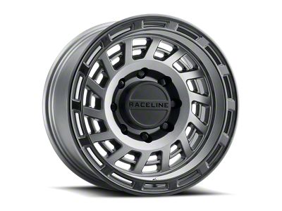 Raceline Halo Gunmetal with Black Ring 6-Lug Wheel; 18x9; 18mm Offset (22-25 Tundra)