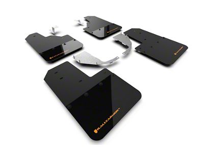 Rally Armor Black Mud Flaps with Cyber Orange Logo; Front and Rear (21-25 Bronco w/ Steel Rear Bumper, Excluding Raptor)