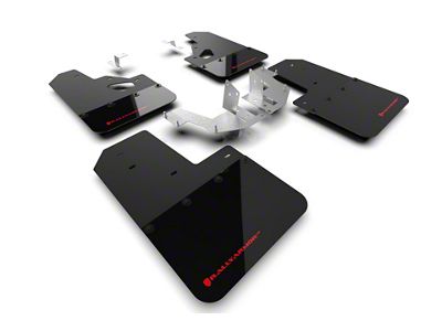 Rally Armor Black Mud Flaps with Red Logo; Front and Rear (21-25 Bronco w/ Plastic Rear Bumper, Excluding Raptor)