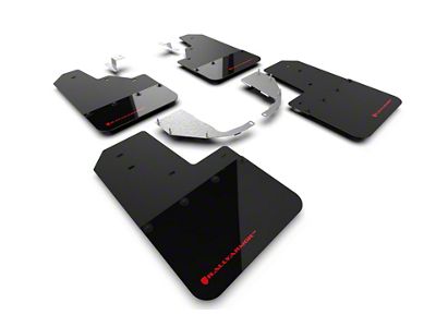 Rally Armor Black Mud Flaps with Red Logo; Front and Rear (21-25 Bronco w/ Steel Rear Bumper, Excluding Raptor)
