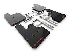 Rally Armor Black Mud Flaps with Red Logo; Front and Rear (20-25 Jeep Gladiator JT, Excluding Launch Edition, Mojave & Rubicon)