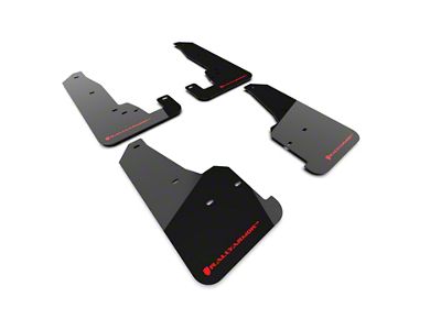 Rally Armor Black Mud Flaps with Red Logo; Front and Rear (18-21 Jeep Grand Cherokee WK2 Trackhawk)
