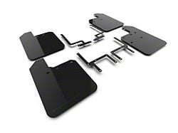 Rally Armor Black Mud Flaps with Metallic Black Logo; Front and Rear (18-25 Jeep Wrangler JL Rubicon)