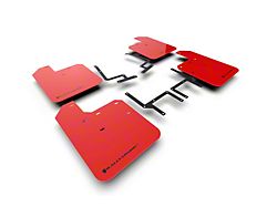 Rally Armor Red Mud Flaps with Black Logo; Front and Rear (18-25 Jeep Wrangler JL, Excluding Rubicon 392)