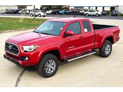 Raptor Series 6-Inch OEM Style Slide Track Running Boards; Brushed Aluminum (05-23 Tacoma Access Cab)