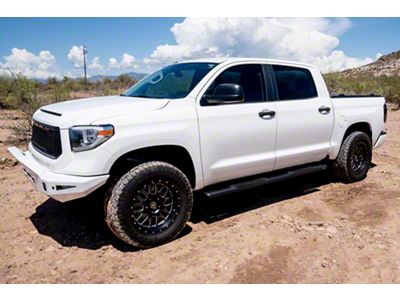 Raptor Series 5-Inch Oval Style Slide Track Running Boards; Black Textured (07-21 Tundra CrewMax)