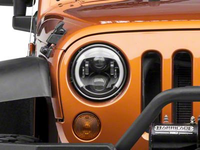 Raxiom 6-LED Headlights with Partial Halo; Black Housing; Clear Lens (97-18 Jeep Wrangler TJ & JK)