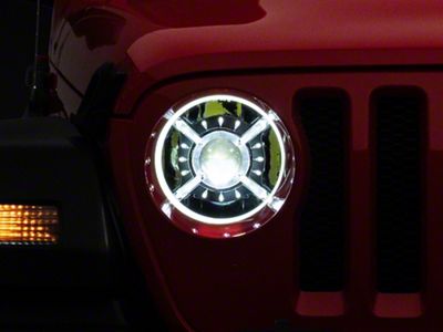 Raxiom 9-Inch LED Headlights with DRL and Halo; Black Housing; Clear Lens (20-25 Jeep Gladiator JT)