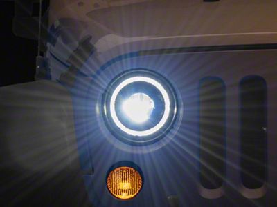 Raxiom 7-Inch V2 Dragon Eye LED Headlights; Black Housing; Clear Lens (07-18 Jeep Wrangler JK)