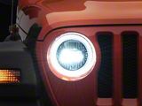 Raxiom 9-Inch LED Headlights with DRL and Turn Signals; Black Housing; Clear Lens (18-26 Jeep Wrangler JL)