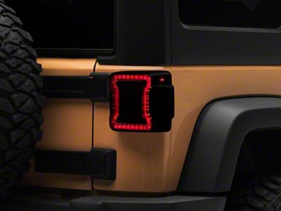 Raxiom Axial Series JL Style LED Tail Lights; Black Housing; Smoked Lens (07-18 Jeep Wrangler JK)