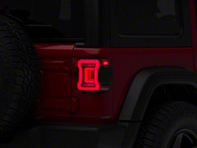 Raxiom Horizon LED Tail Lights; Black Housing; Red Lens (18-25 Jeep Wrangler JL)