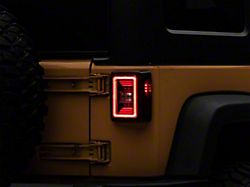 Raxiom JL Style LED Tail Lights; Black Housing; Red Lens (07-18 Jeep Wrangler JK)