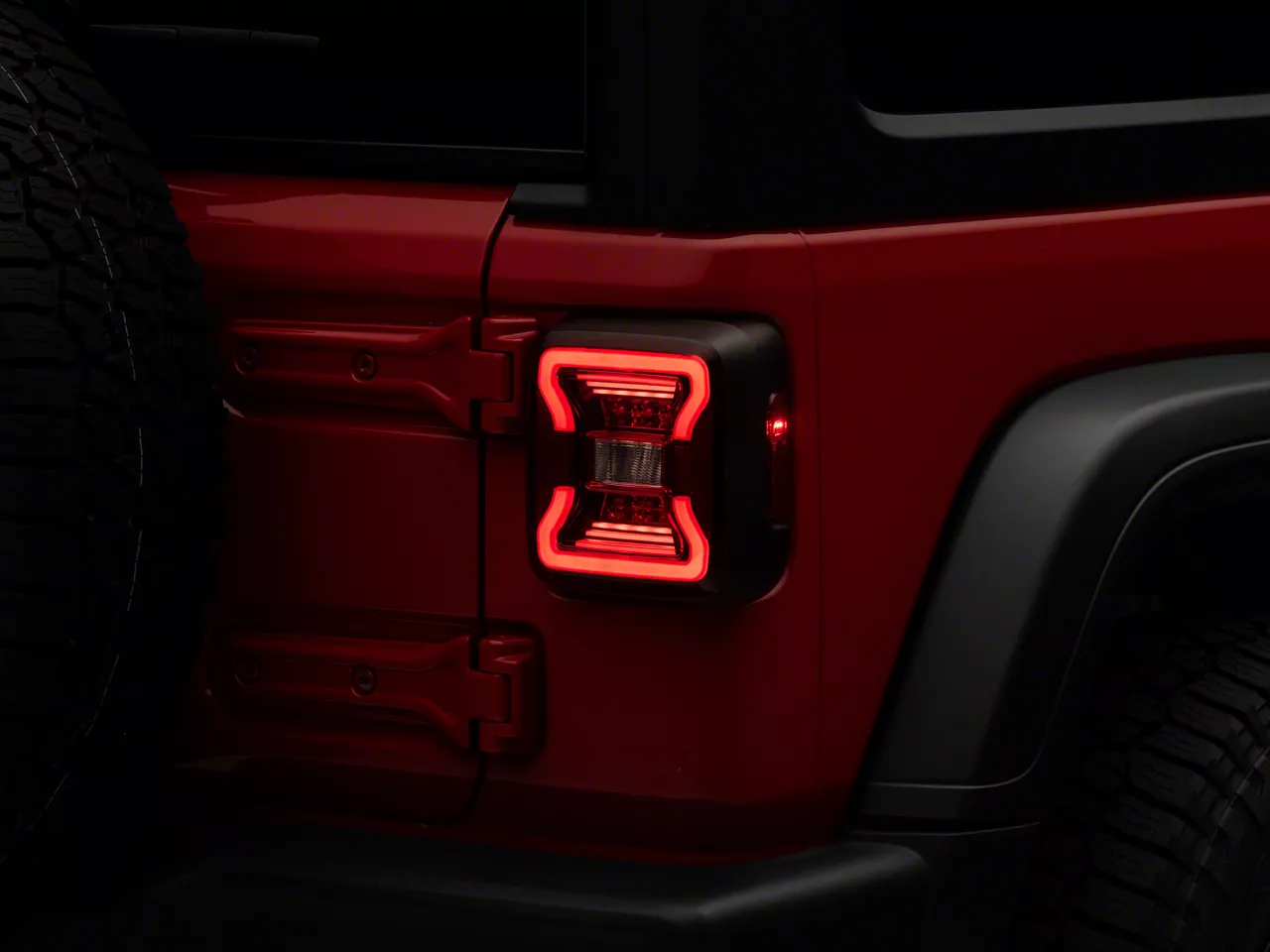 Raxiom Jeep Wrangler LED Tail Lights; Black Housing; Red