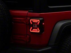 Raxiom LED Tail Lights; Black Housing; Red Lens (18-24 Jeep Wrangler JL w/ Factory Halogen Tail Lights)