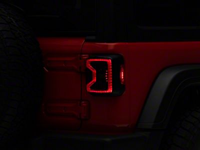 Raxiom LED Tail Lights; Black Housing; Smoked Lens (18-25 Jeep Wrangler JL w/ Factory Halogen Tail Lights & w/o Blind Spot Detection)