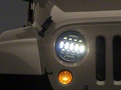 Raxiom Single 13-LED Headlight; Black Housing; Clear Lens (97-18 Jeep Wrangler TJ & JK)
