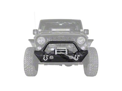 Reaper Off-Road Immortal Series Stubby Front Bumper; Black Stainless Steel (07-18 Jeep Wrangler JK)