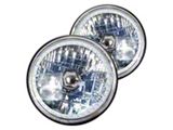 Redline Lumtronix 7-Inch Round White Diamond Single-Color White Halo Headlights with Blue Halogen Bulbs; Chrome Housing; Clear Lens (97-18 Jeep Wrangler TJ & JK)