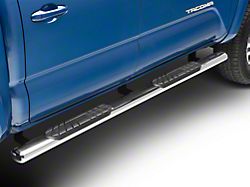 RedRock 4-Inch Oval Straight End Side Step Bars; Stainless Steel (05-23 Tacoma Double Cab)