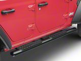 RedRock 4-Inch Oval Straight Side Step Bars; Semi-Gloss Black (18-26 Jeep Wrangler JL 4-Door)