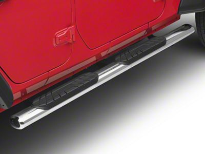 RedRock 4-Inch Oval Straight Side Step Bars; Stainless Steel (18-25 Jeep Wrangler JL 4-Door)