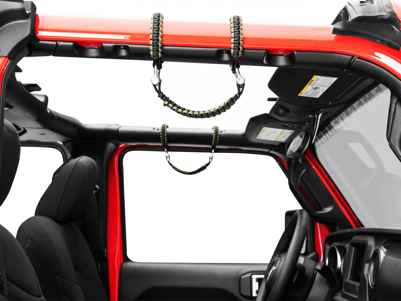 RedRock Jeep Wrangler Front Rollbar Paracord Grab Handles with DRings