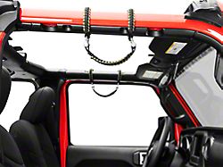 RedRock Front Rollbar Paracord Grab Handles with D-Rings; Black and OD Green (07-25 Jeep Wrangler JK & JL)