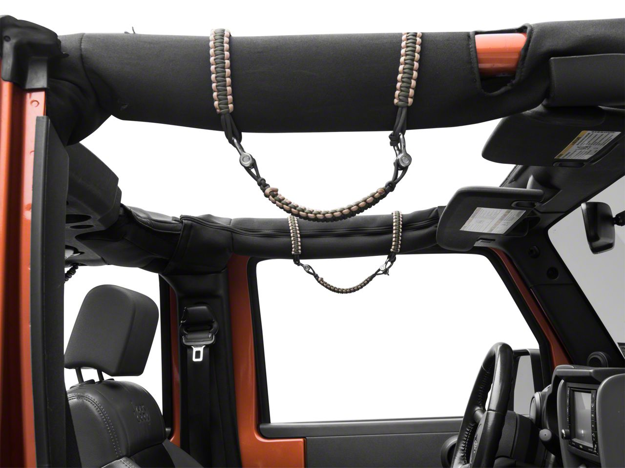 RedRock Jeep Wrangler Front Rollbar Paracord Grab Handles with DRings