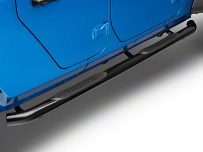 RedRock 3-Inch Round Side Step Bars; Semi-Gloss Black (20-25 Jeep Gladiator JT)
