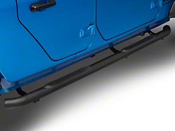 RedRock 3-Inch Round Side Step Bars; Textured Black (20-25 Jeep Gladiator JT)