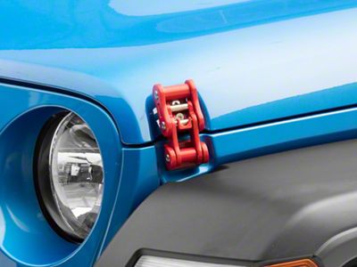 RedRock Billet Aluminum Hood Catch Set; Red (20-25 Jeep Gladiator JT)
