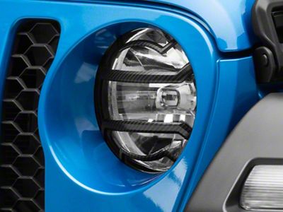 RedRock Euro Style Headlight Guards; Carbon Fiber Look (20-25 Jeep Gladiator JT)