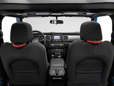 RedRock Headrest Paracord Grab Handles; Black and Red (20-25 Jeep Gladiator JT)