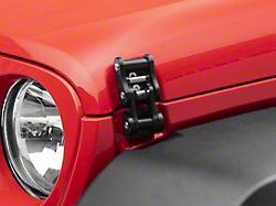 RedRock Billet Aluminum Hood Catch Set; Black (07-24 Jeep Wrangler JK & JL)