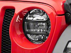 RedRock Euro Style Headlight Guards; Carbon Fiber Look (18-26 Jeep Wrangler JL)
