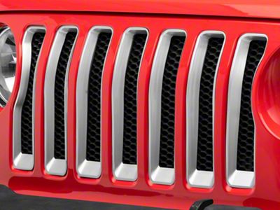 RedRock Grille Inserts; Silver (18-23 Jeep Wrangler JL w/o TrailCam)