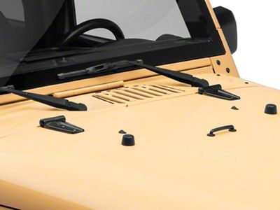 RedRock Hood Hinge Cover; Black (07-18 Jeep Wrangler JK)