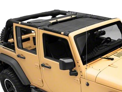 RedRock Mesh Sun Shade; Front; Black (07-18 Jeep Wrangler JK)