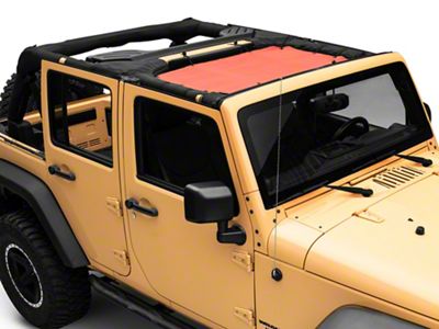 RedRock Mesh Sun Shade; Front; Red (07-18 Jeep Wrangler JK)