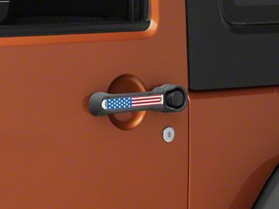 RedRock Old Glory Door Handle Inserts; Red, White and Blue (07-18 Jeep Wrangler JK 2-Door)