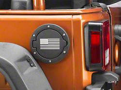 RedRock Old Glory Fuel Door Cover; Textured Black (07-18 Jeep Wrangler JK)