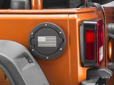 RedRock Old Glory Fuel Door Cover; Textured Black (07-18 Jeep Wrangler JK)