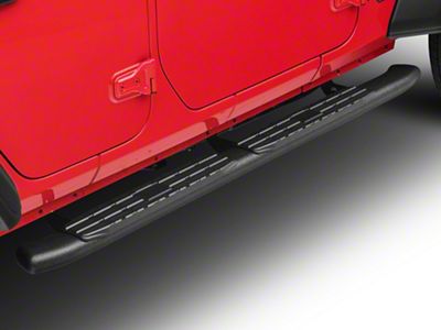 RedRock Pinnacle Oval Bent End Side Step Bars; Textured Black (18-25 Jeep Wrangler JL 4-Door)