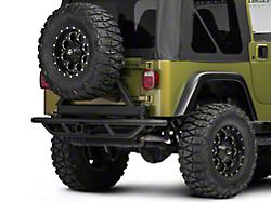 RedRock Tubular Rock Crawler Rear Bumper with Tire Carrier; Textured Black (97-06 Jeep Wrangler TJ)